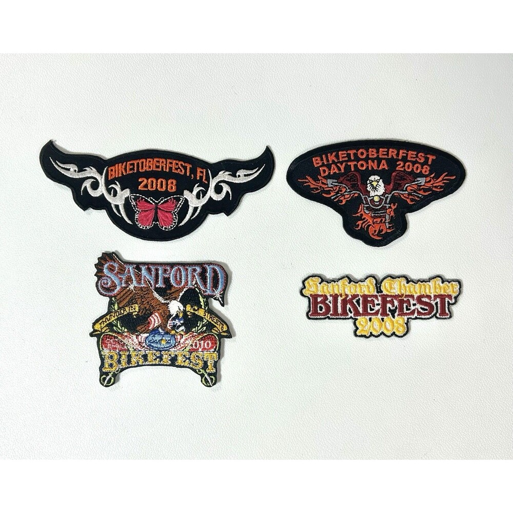 Lot of 4 Motorcycle Festival Biketober fest Biker Rider Patches 2008 2010